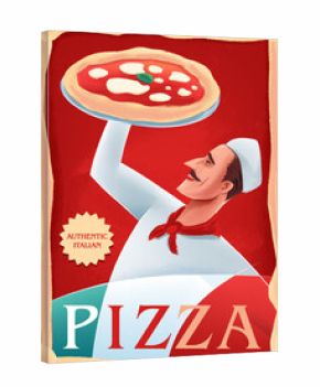 pizza chef with mustache vintage pizza banner