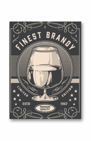 Finest brandy monochrome vintage poster