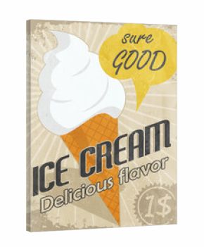 Retro poster vanilla Ice Cream with price