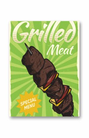 grilled meat poster template for print