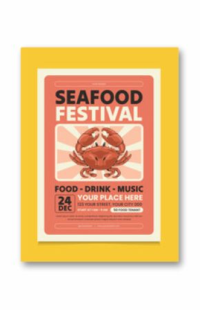 Retro Seafood Promotion Poster Design. Suitable For Promotion Poster