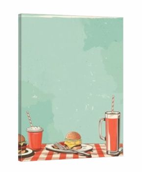 Vintage Diner Food Illustration Background