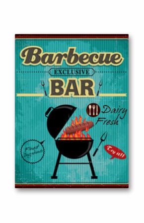 Vintage barbecue bar poster design
