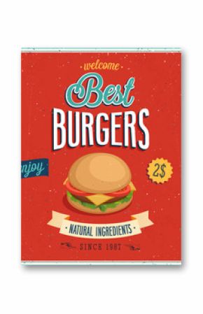 Vintage Burgers Poster. Vector illustration.