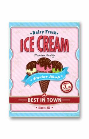 Vintage ICE CREAM poster design