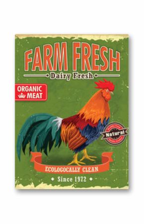 Vintage Farm fresh Chicken poster design