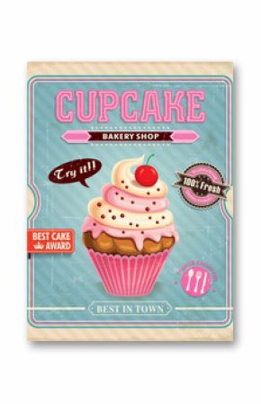 Vintage cupcake poster design
