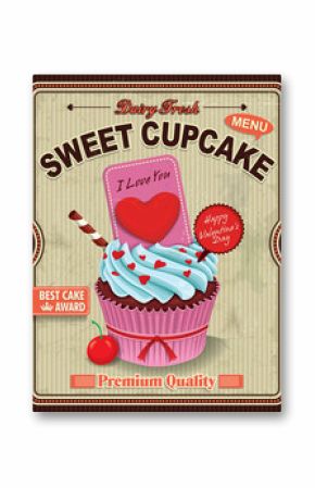 Vintage cupcake poster design