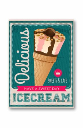 vector vintage styled ice cream poster