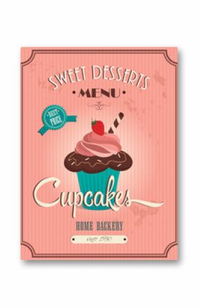 Retro cupcakes poster