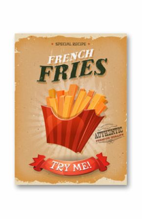 Grunge And Vintage French Fries Poster