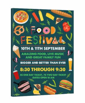 Food Festival Flyer with Food Alphabet. Vector Illustration.