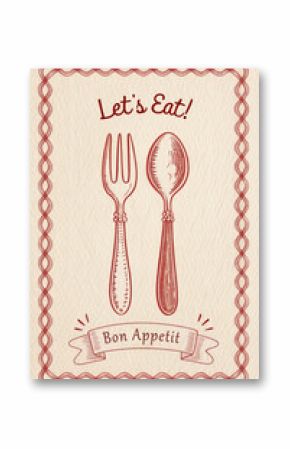 vintage restaurant menu design with cutlery. food poster 