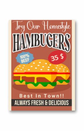 Vintage Retro Burger Food Poster Template
