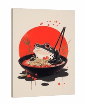 Frog in Ramen Bowl Art