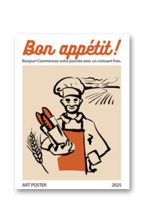 Hand drawn bakery retro poster.  Vintage sketch vector illustration