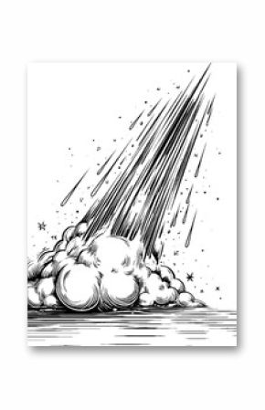 Vintage hand drawn meteor shower engraving suitable for retro design and poster art