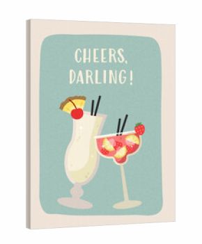 A poster featuring vibrant margarita and pina colada cocktails with sparkling details. Perfect for summer advertising, beach bar decor, or social media posts
