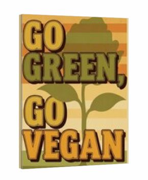 Go green, go vegan retro poster with plant illustration. World Vegan Day awareness campaign material. Vintage style banner.