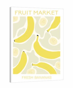 Abstract fruits poster - retro groovy bananas design for wall prints. Aesthetic contemporary fruit vector illustration.