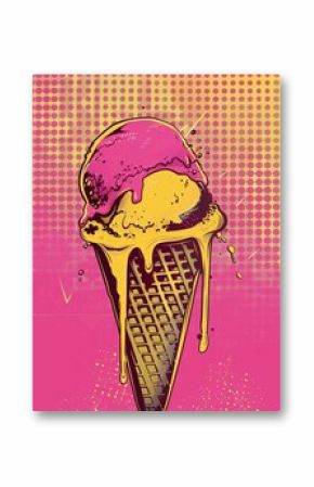 Ice Cream with Detailed Texture and Comic Style