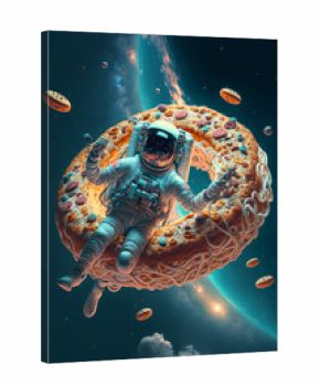 Outer space donut, galaxy and stars, exploration concept, Generative AI image