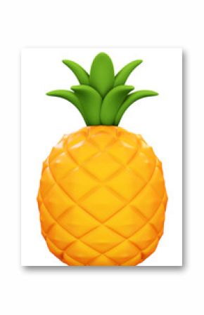 Pineapple, 3d rendering illustration on white background.