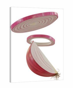 3d render falling red onion