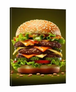 3d modeling hyper-realistic hamburger on a green background