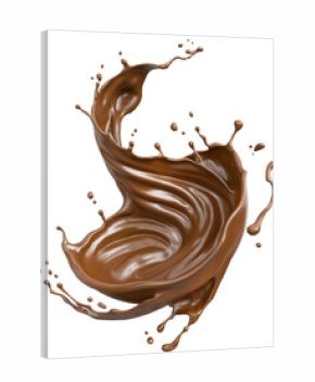 Dark Chocolate splash, Chocolate Milk or Syrup Flowing, 3d illustration.