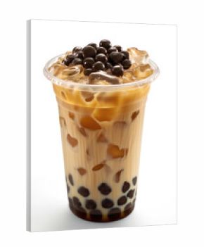 Bubble milk tea boba with delicious tapioca cutout minimal isolated on white background. Realistic 3d illustration bubble tea, icon, detailed.