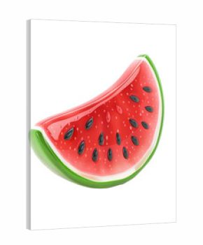 Fun 3D Watermelon Slice Isolated On Transparent Background