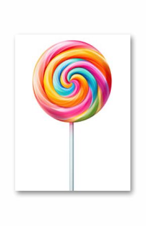 Colorful striped spiral lollipop. Cut out on transparent