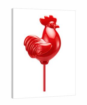 Rooster sweet lollipop. Cut out on transparent