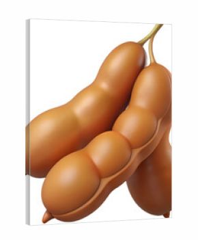 A fun 3D illustration of a cluster of tamarind pods, perfect for exotic fruit icons, educational materials, and whimsical design projects.