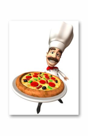 Pizzaiolo avec une pizza