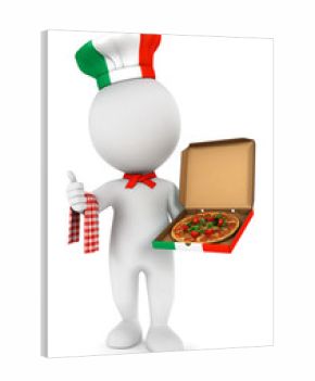 3d white people italian pizza cook
