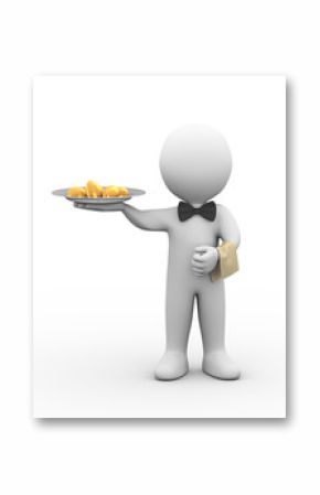 3d waiter golden egg dish