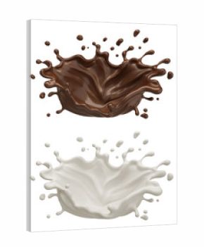 chocolate and milk splash icon isolated on background, 3d rendering Include clipping path.