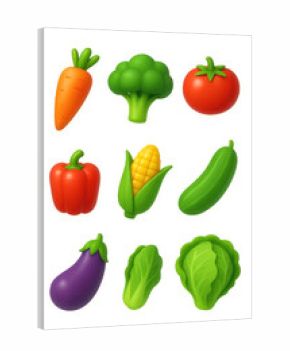 Vibrant 3d vegetable icon set for digital and print design