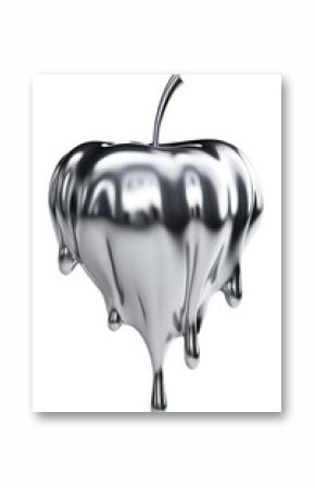 PNG Apple melting dripping silver metal food.