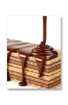 Dark chocolate coated on wafer piece, 3d illustration with Clipping path.