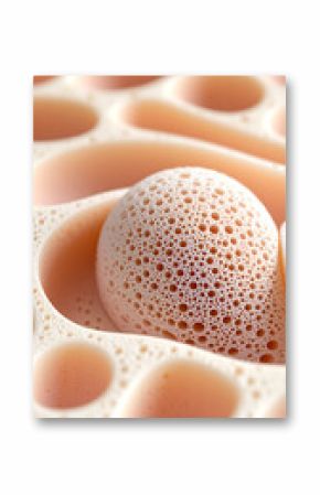 Close-Up of Peach-Colored Dense Foam Texture with Microbubbles and Matte Surface