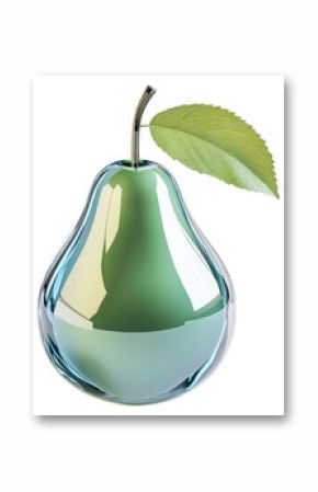 PNG Green pear fruit glass leaf decorative.