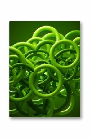 Emerald Green Abstract: 3D Rendered Interlocking Rings