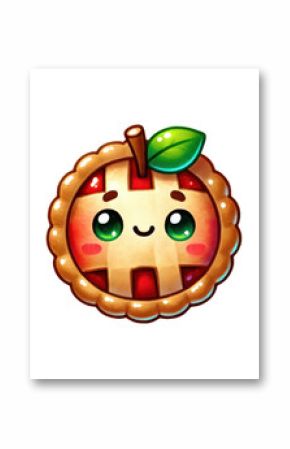 Sweet and funny 3D cartoon apple cake illustration with a cute bunny decoration on a white background