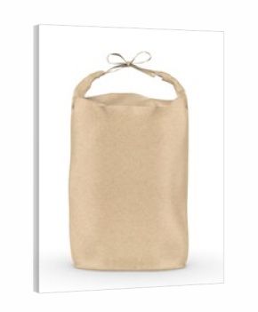 Food paper bag with paper string handle blank template 3d illustration.