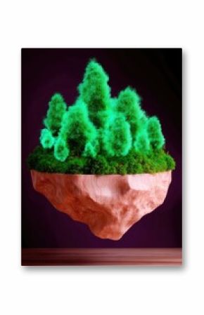 Glowing Green Trees on a Floating Island
