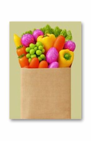 Colorful Vegetables and Fruits in a Brown Paper Bag
