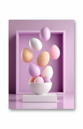 Floating pastel eggs in a bowl